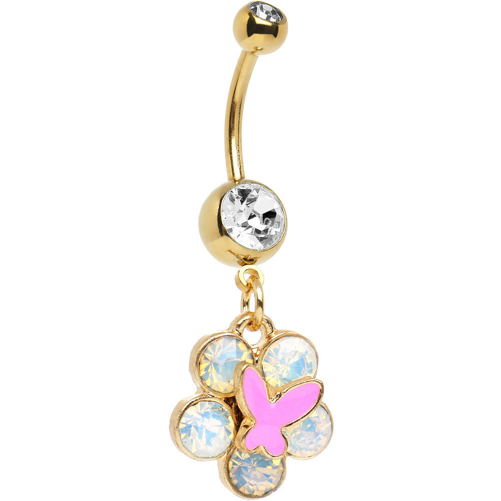 Gold Anodized Iridescent Gem Nature's Wonder Dangle Belly Ring