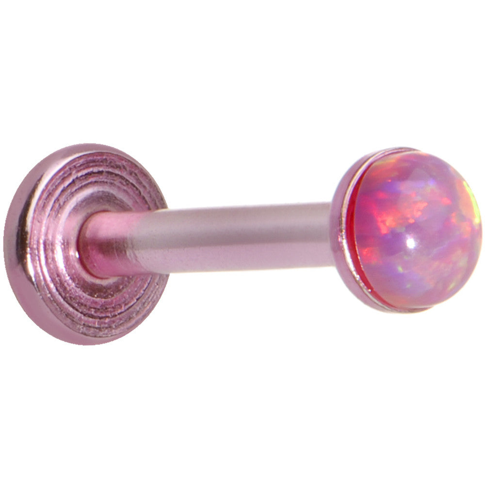 16G 5/16 Pink 3mm Synthetic Opal Internally Threaded Labret