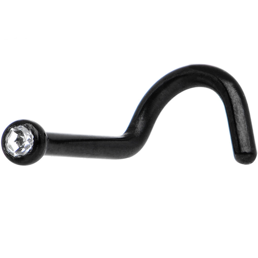 18G 2mm Clear Gem Black Titanium IP Steel Nose Screw