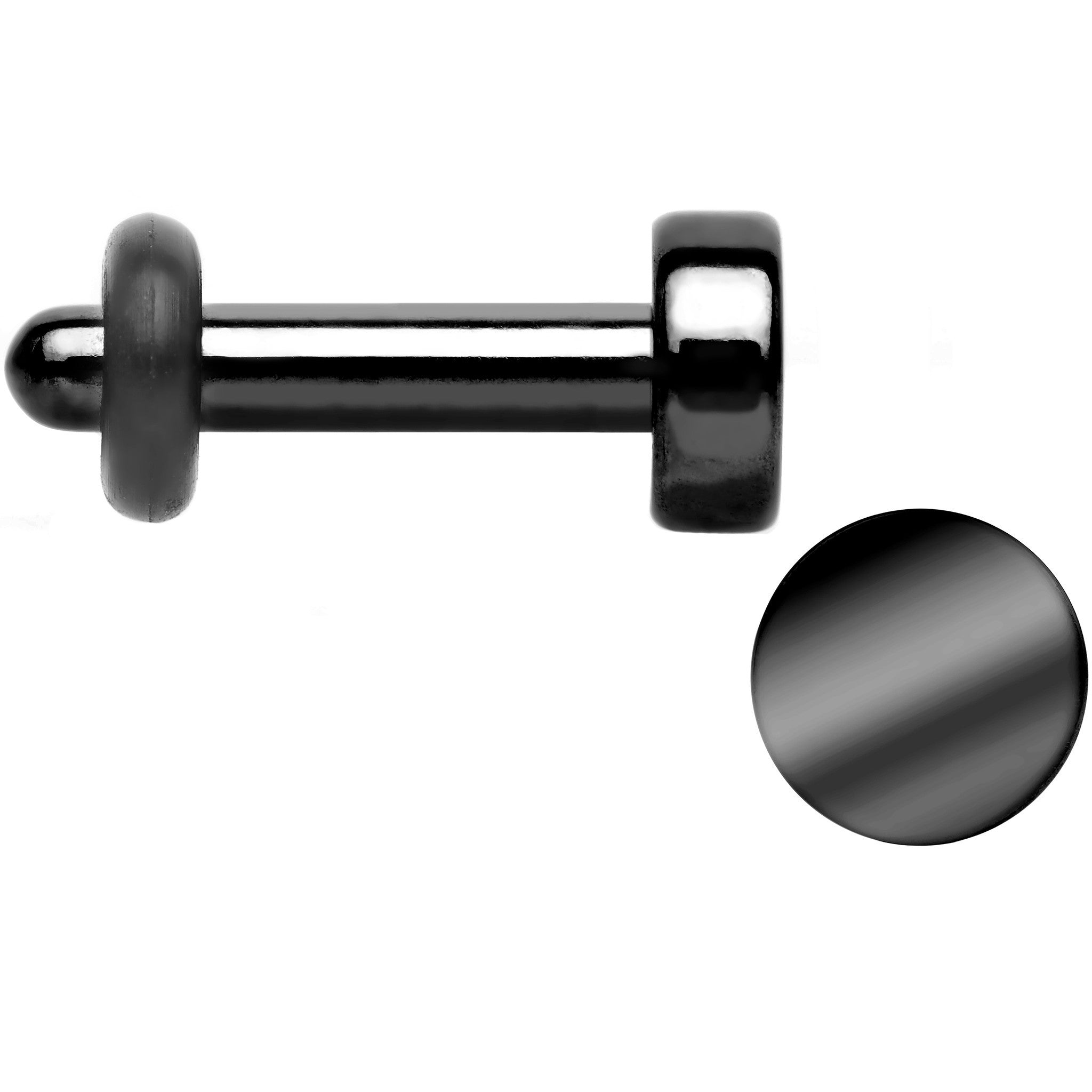 12G Black Titanium Plated Steel Flat Top Single Flare Plug Set