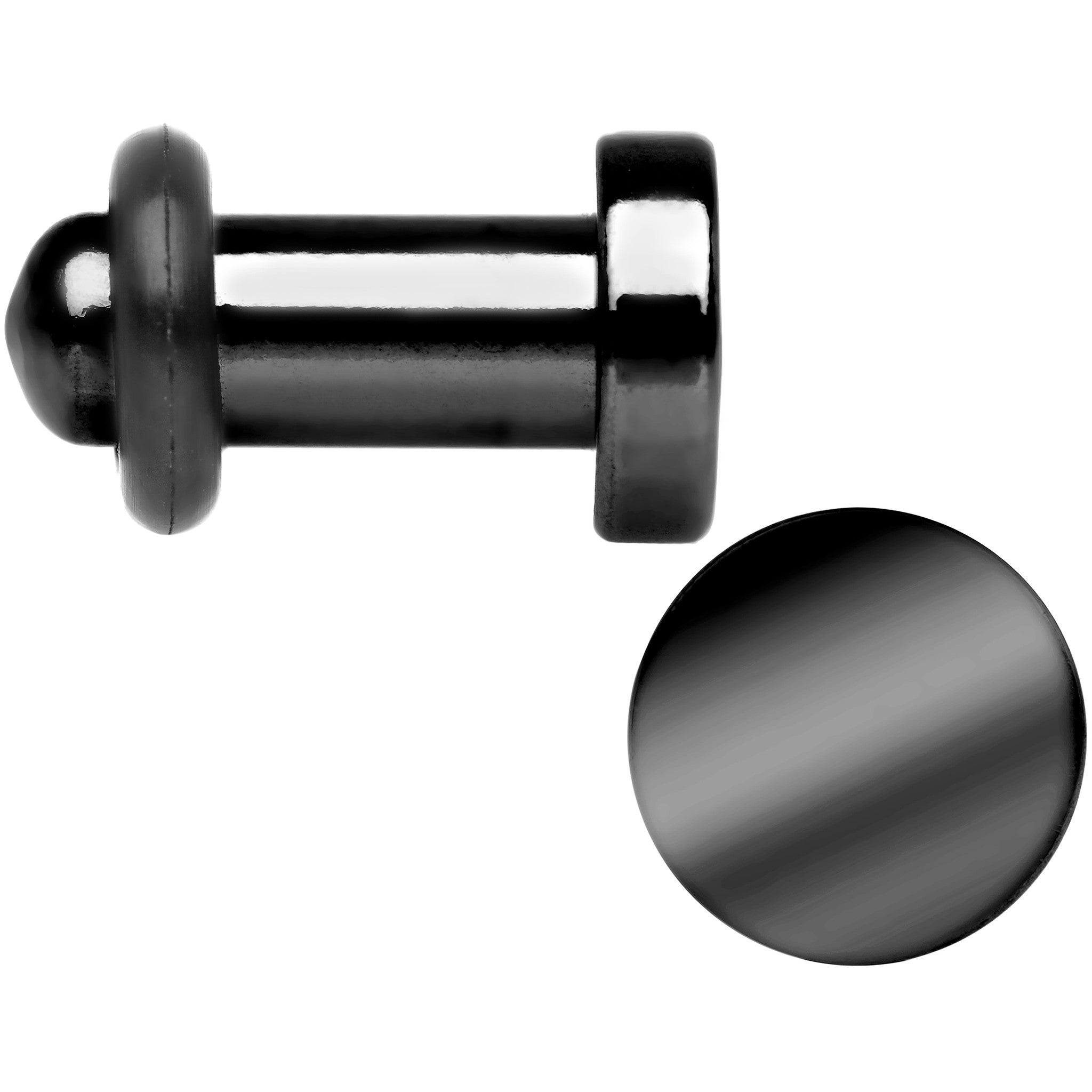 6G Black Titanium Plated Steel Flat Top Single Flare Plug Set