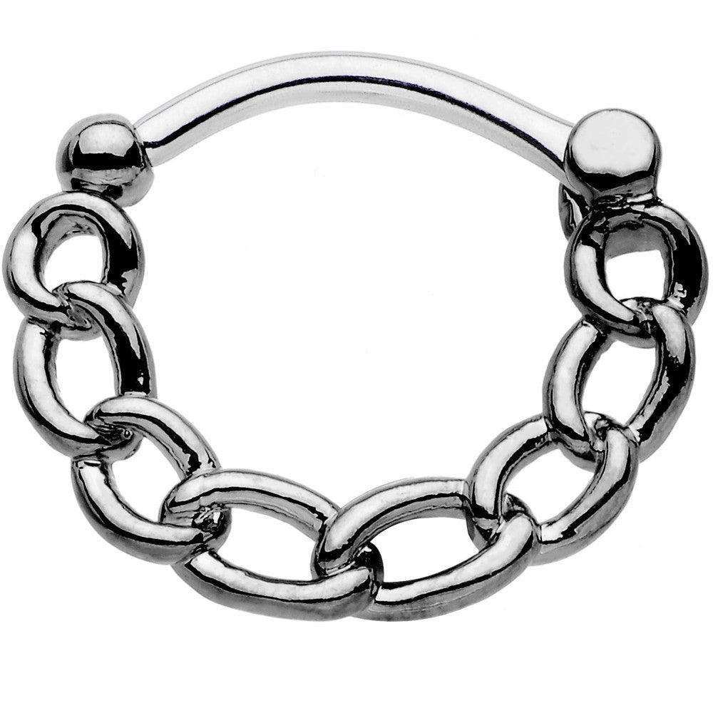 16G Chain Link Black IP over Stainless Steel Septum Clicker