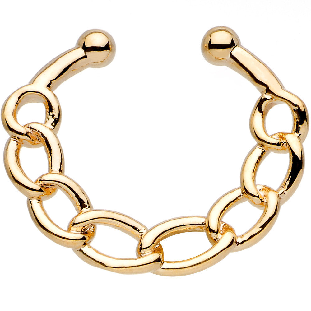 Mechanical Chain Gold IP Non Pierced Clip On Fake Septum Ring