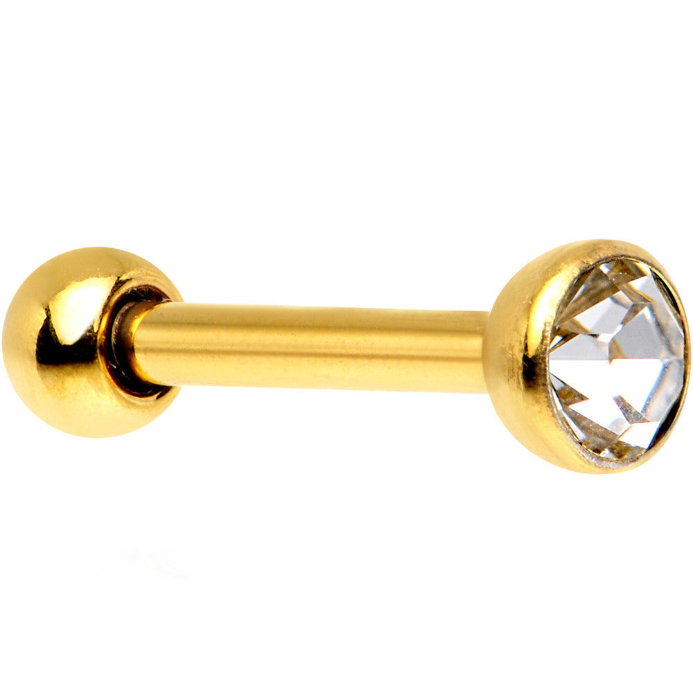 18G 1/4 Gold Plated Steel Clear CZ Cartilage Earring