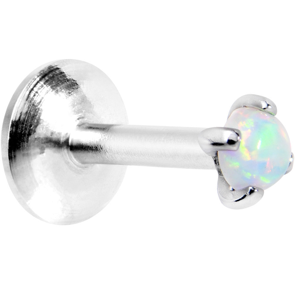 16G 1/4 White 2.5mm Synthetic Opal Prong Set Tragus Earring