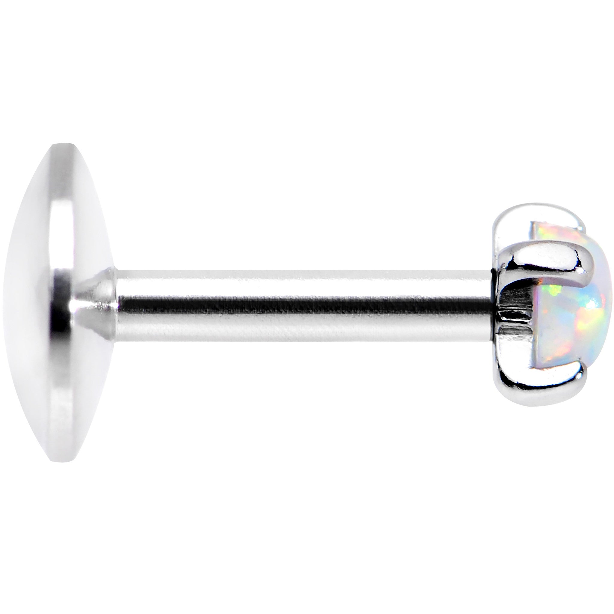 16G 1/4 White 2.5mm Synthetic Opal Prong Set Tragus Earring