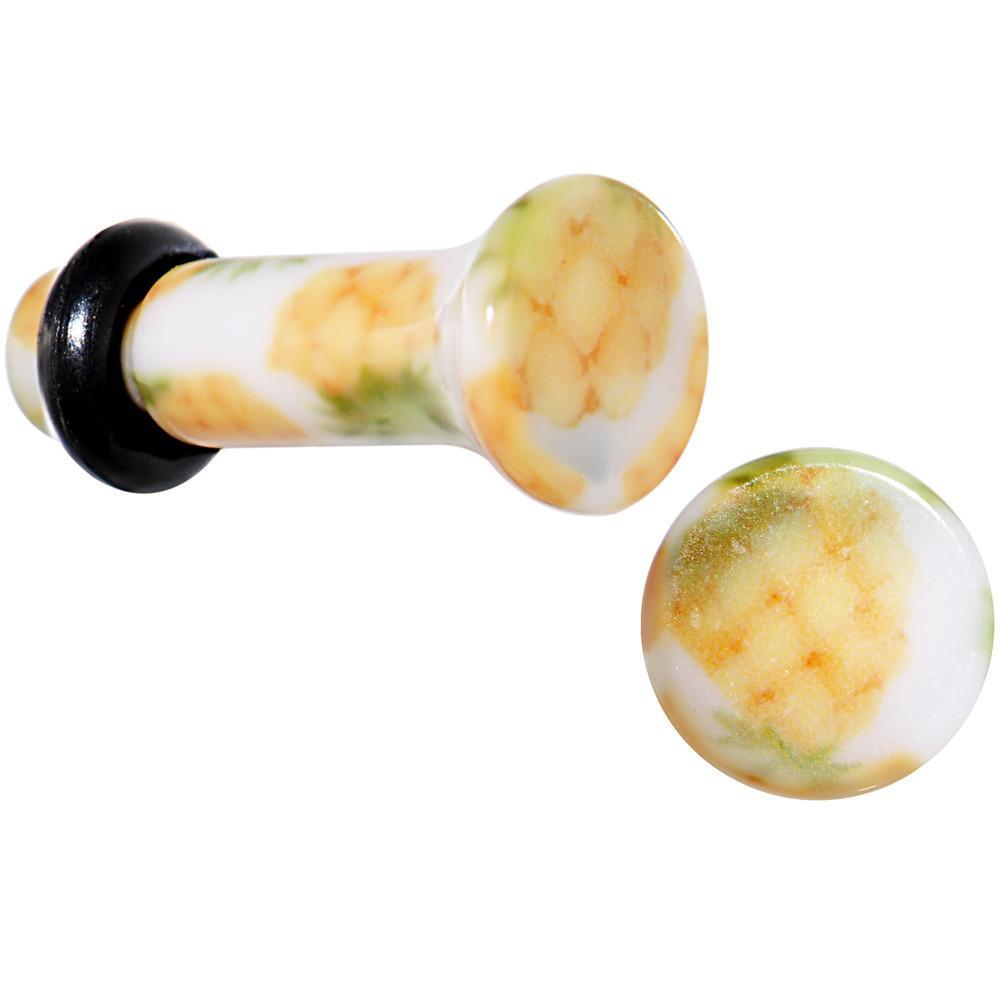 White Acrylic Pineapple Single Flare Plug Set Available in Sizes 3mm to 16mm