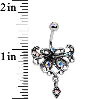 Aurora Antique Finish Stainless Steel Maharani Butterfly Belly Ring