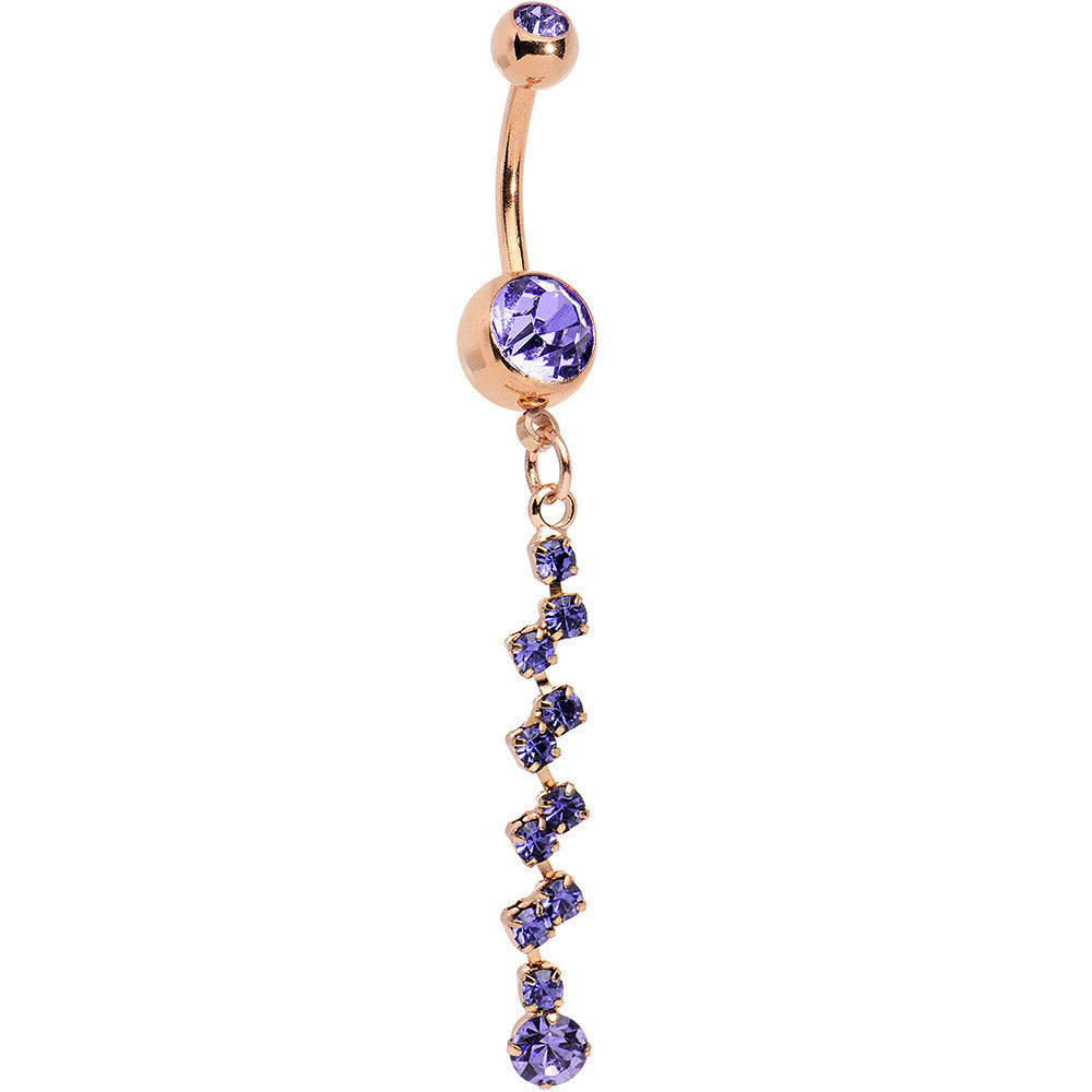 Purple Rose Gold Anodized Criss Cross Dangle Belly Ring