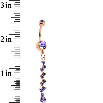 Purple Rose Gold Anodized Criss Cross Dangle Belly Ring