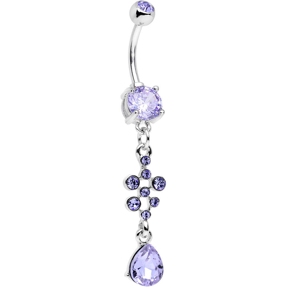 Tanzanite Stainless Steel Octo Sparkle Drop Dangle Belly Ring