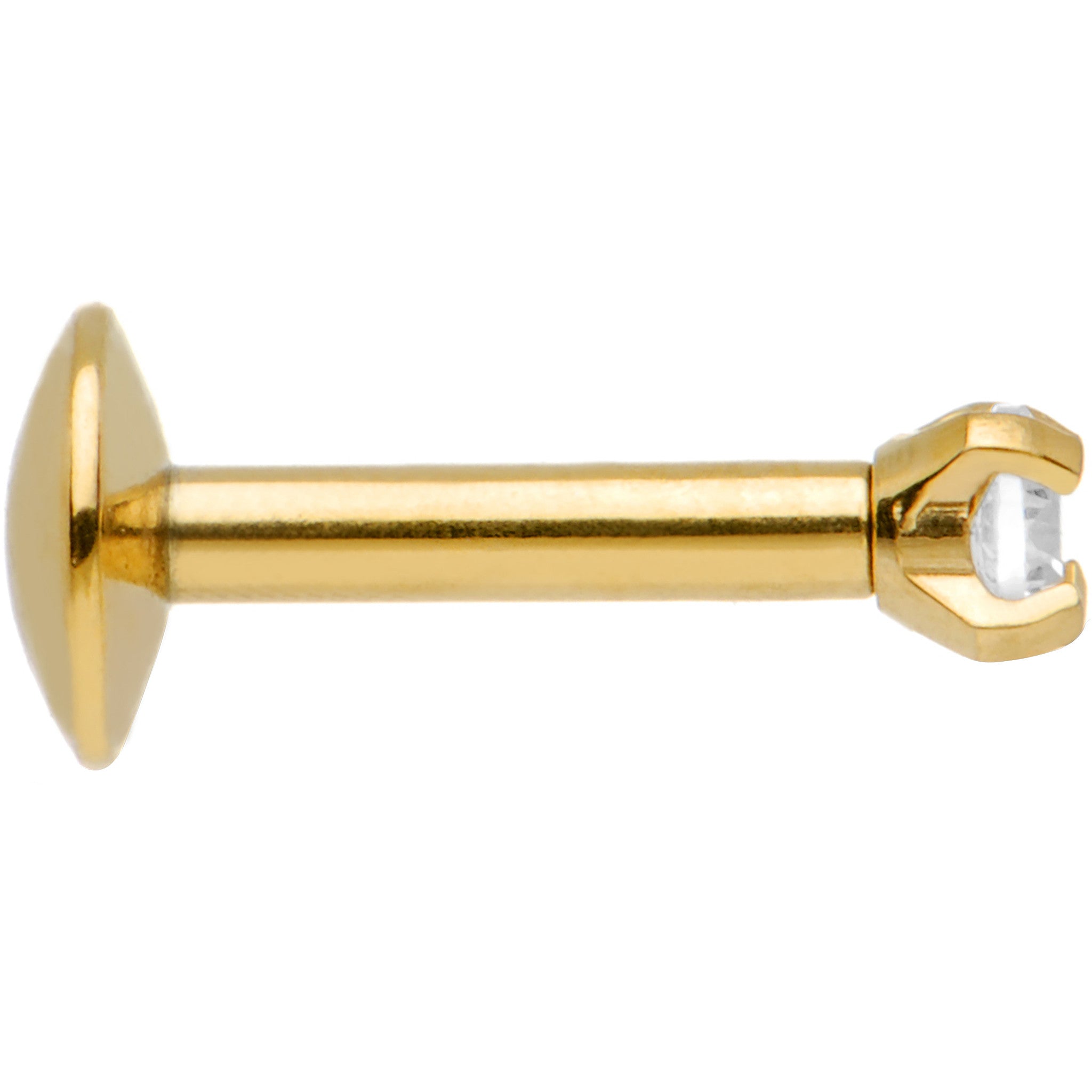 16G 1/4 Gold IP 2mm Clear Gem Internally Threaded Tragus Earring