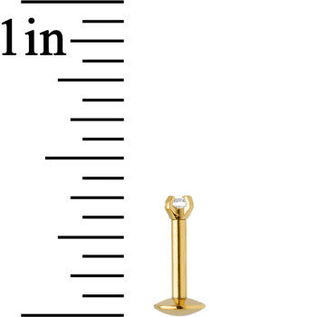 16G 1/4 Gold IP 2mm Clear Gem Internally Threaded Tragus Earring