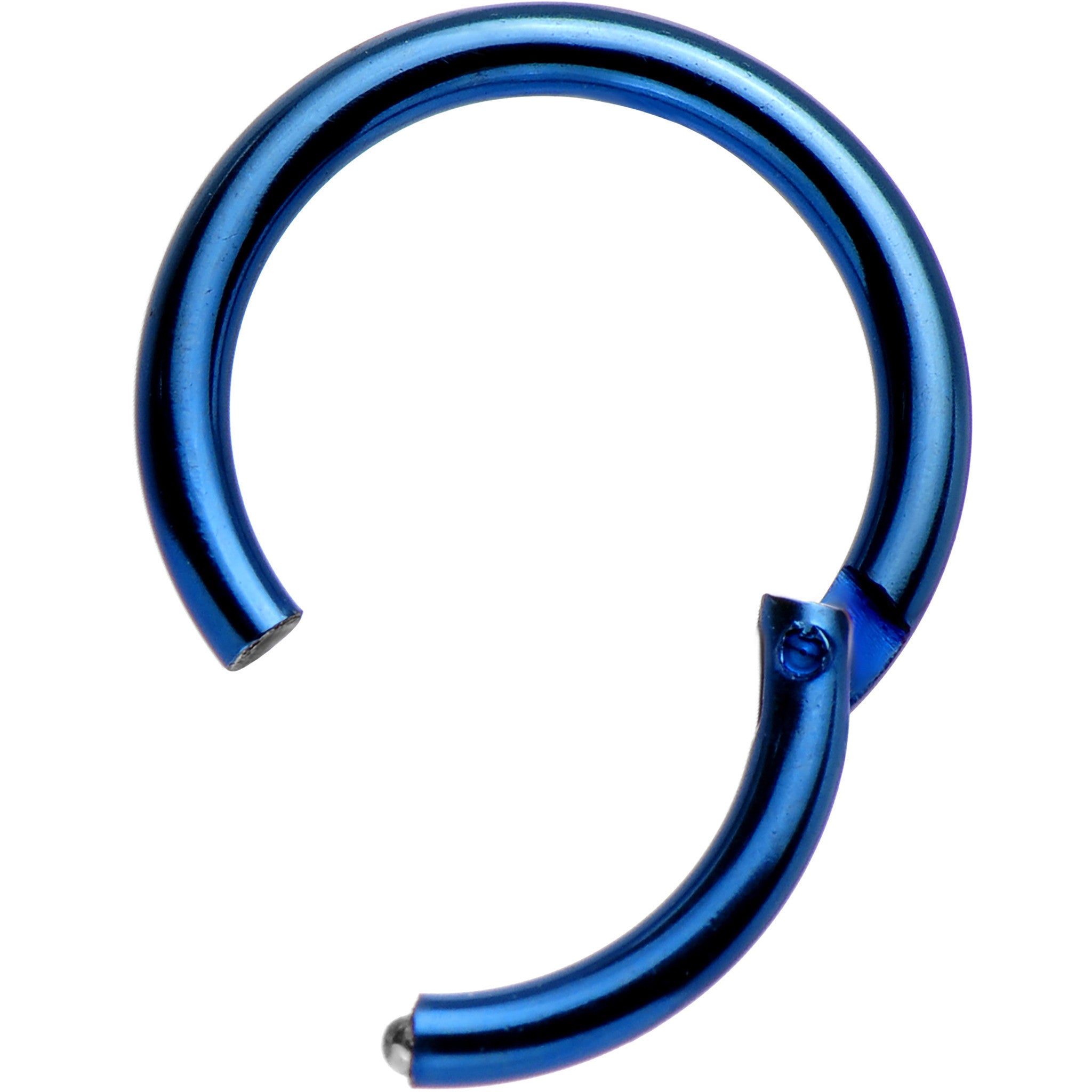16G 5/16 Blue Anodized Titanium Hinged Segment Ring