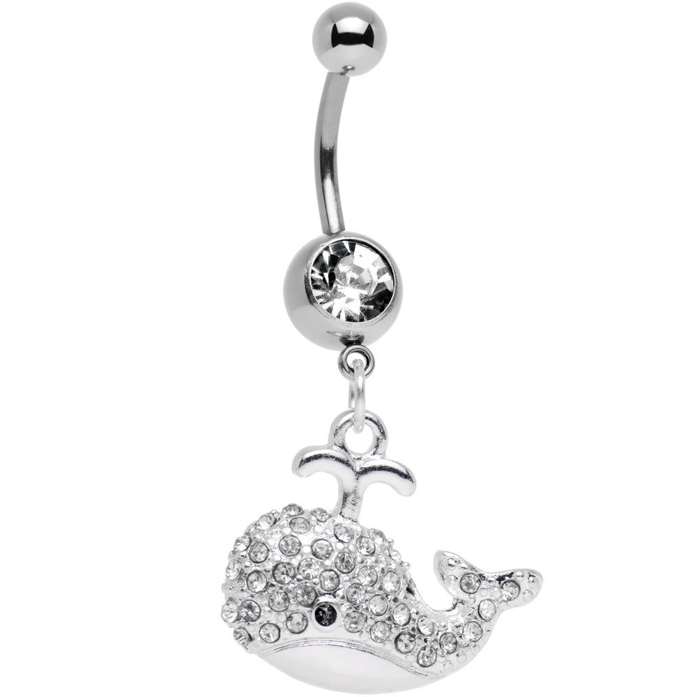 Clear Gem Wear Me Out Whale Dangle Belly Ring