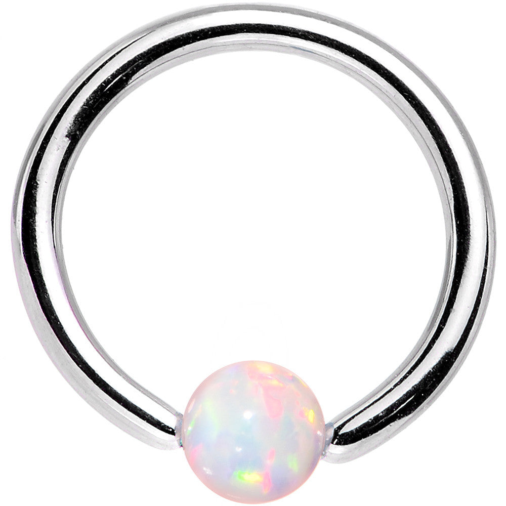 16G 5/16 3mm White Synthetic Opal Steel BCR Captive Ring
