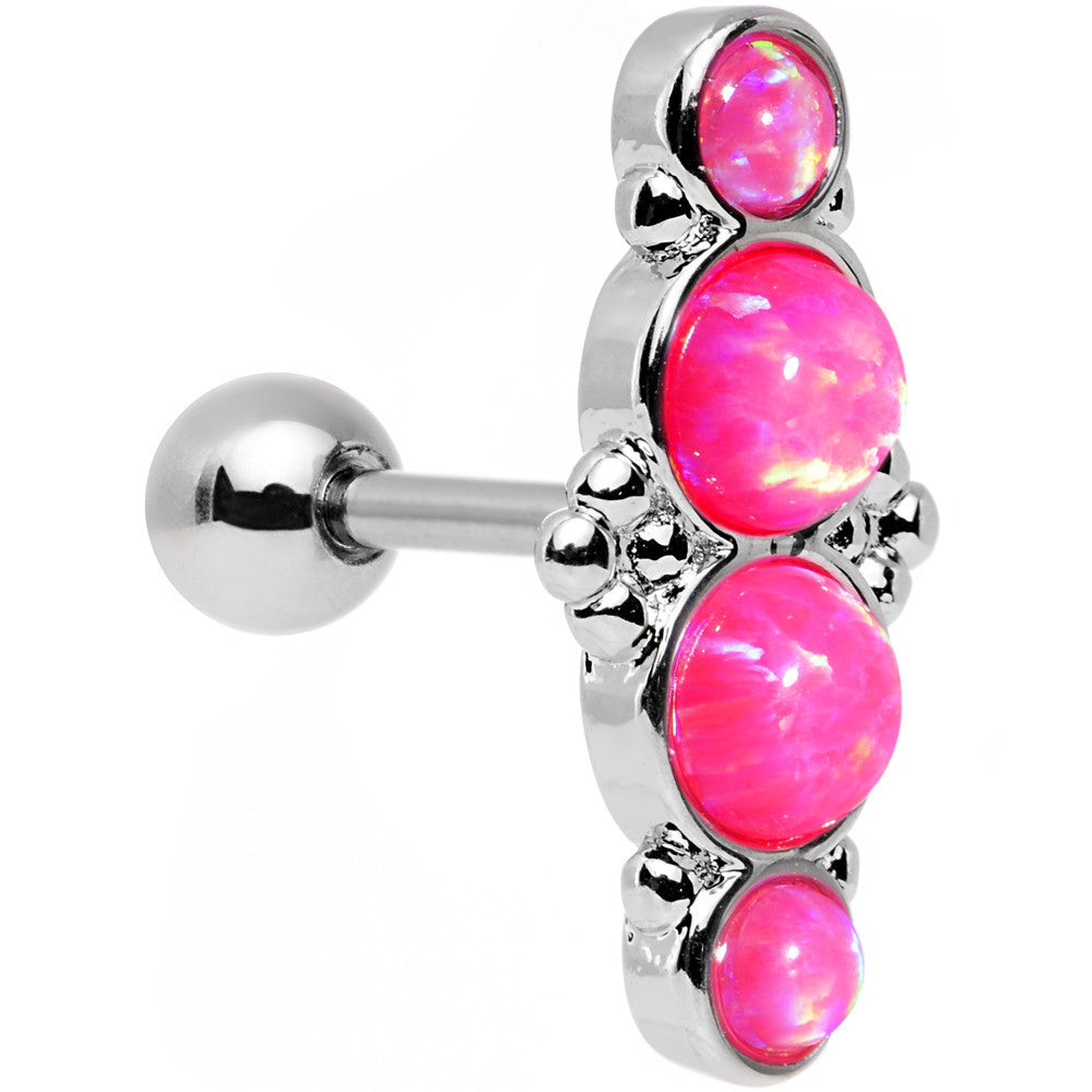 16G 1/4 Pink Synthetic Opal Ornate Quartet Cartilage Earring