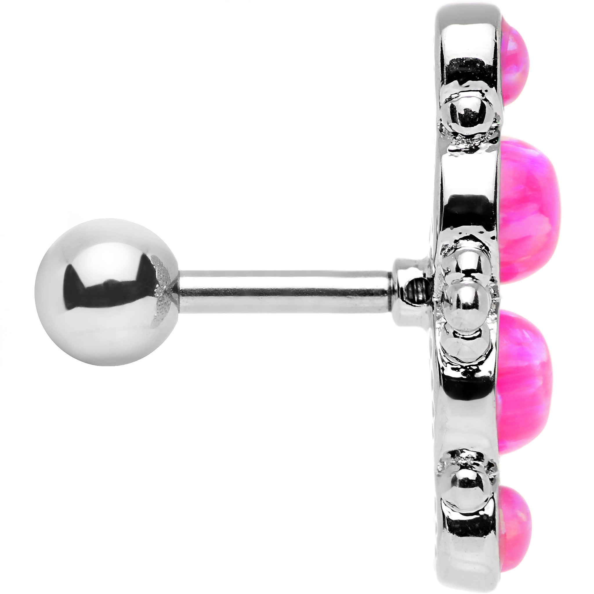 16G 1/4 Pink Synthetic Opal Ornate Quartet Cartilage Earring