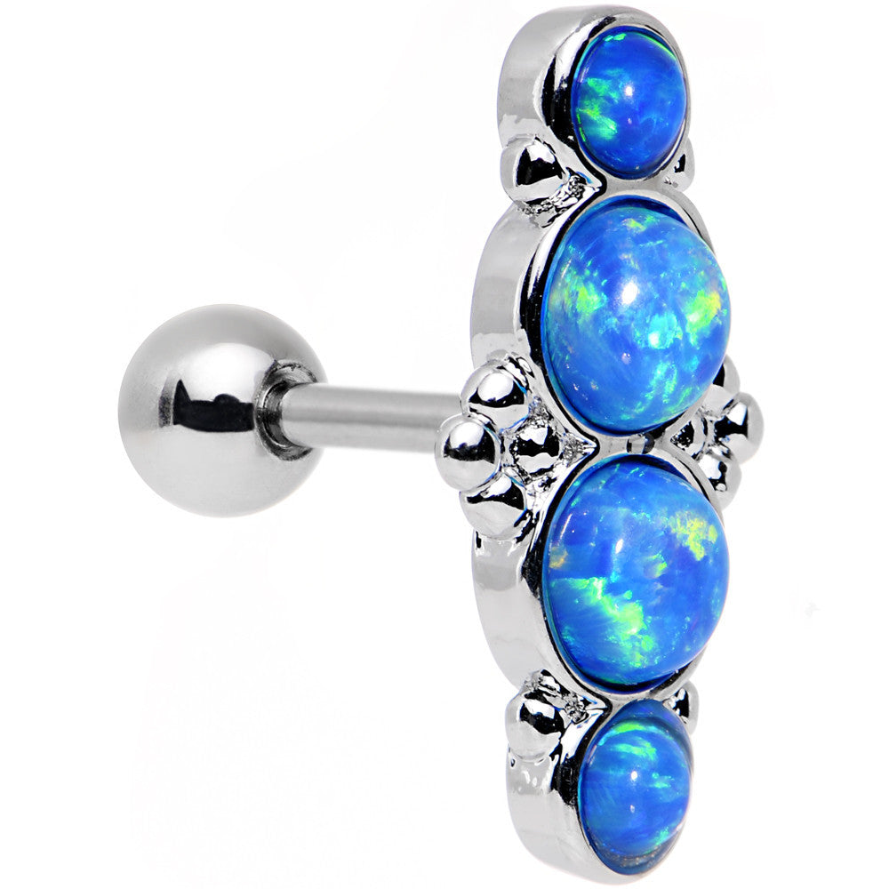 16G 1/4 Blue Synthetic Opal Ornate Quartet Cartilage Earring