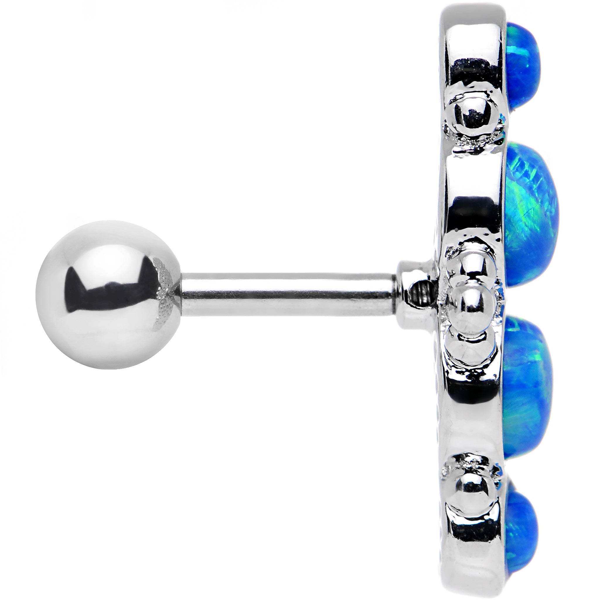 16G 1/4 Blue Synthetic Opal Ornate Quartet Cartilage Earring