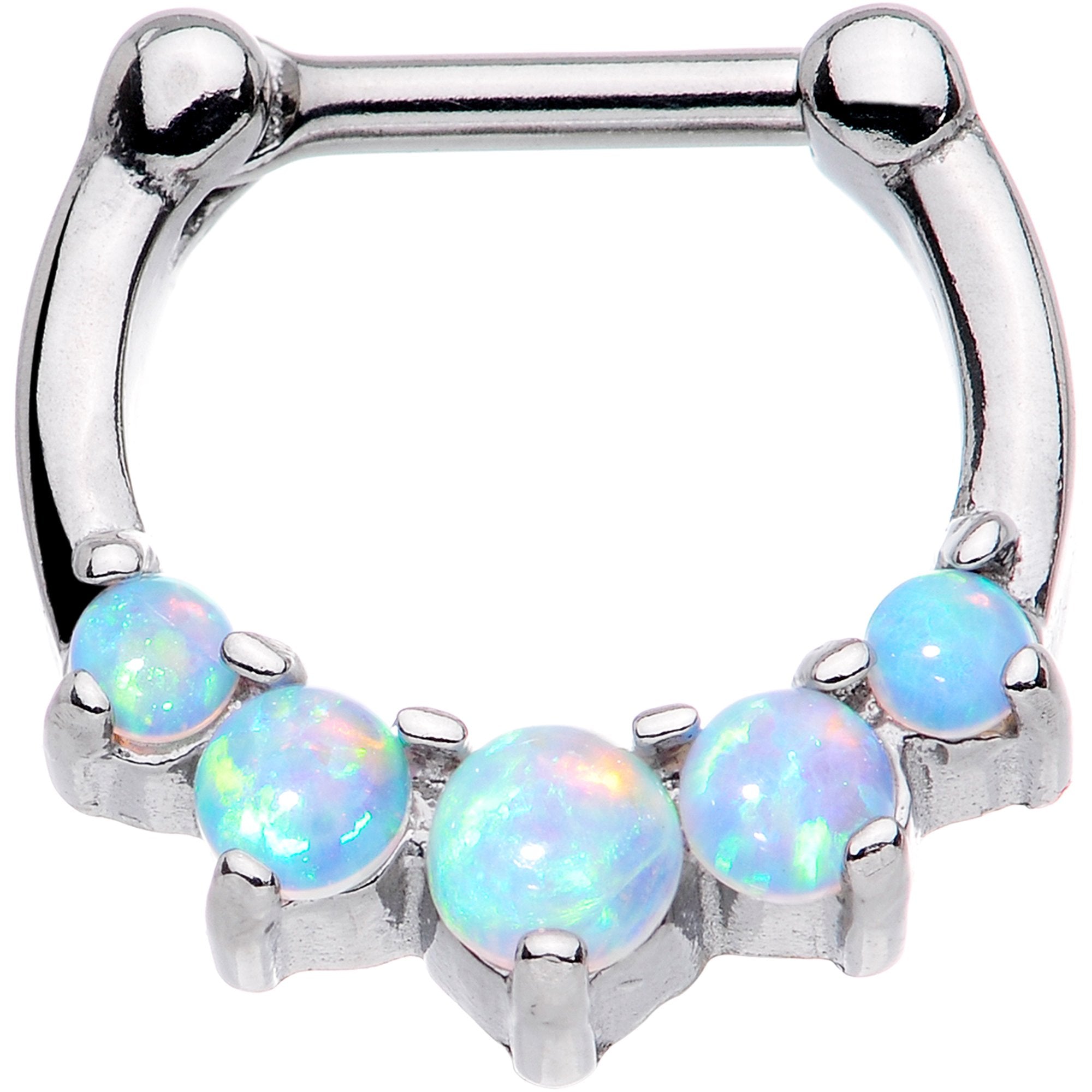 16G 1/4 White Synthetic Opal Steel Bar Simple Septum Clicker