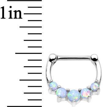 16G 1/4 White Synthetic Opal Steel Bar Simple Septum Clicker