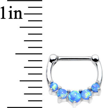 16G 5/16 Blue Synthetic Opal Steel Barbell Simple Septum Clicker