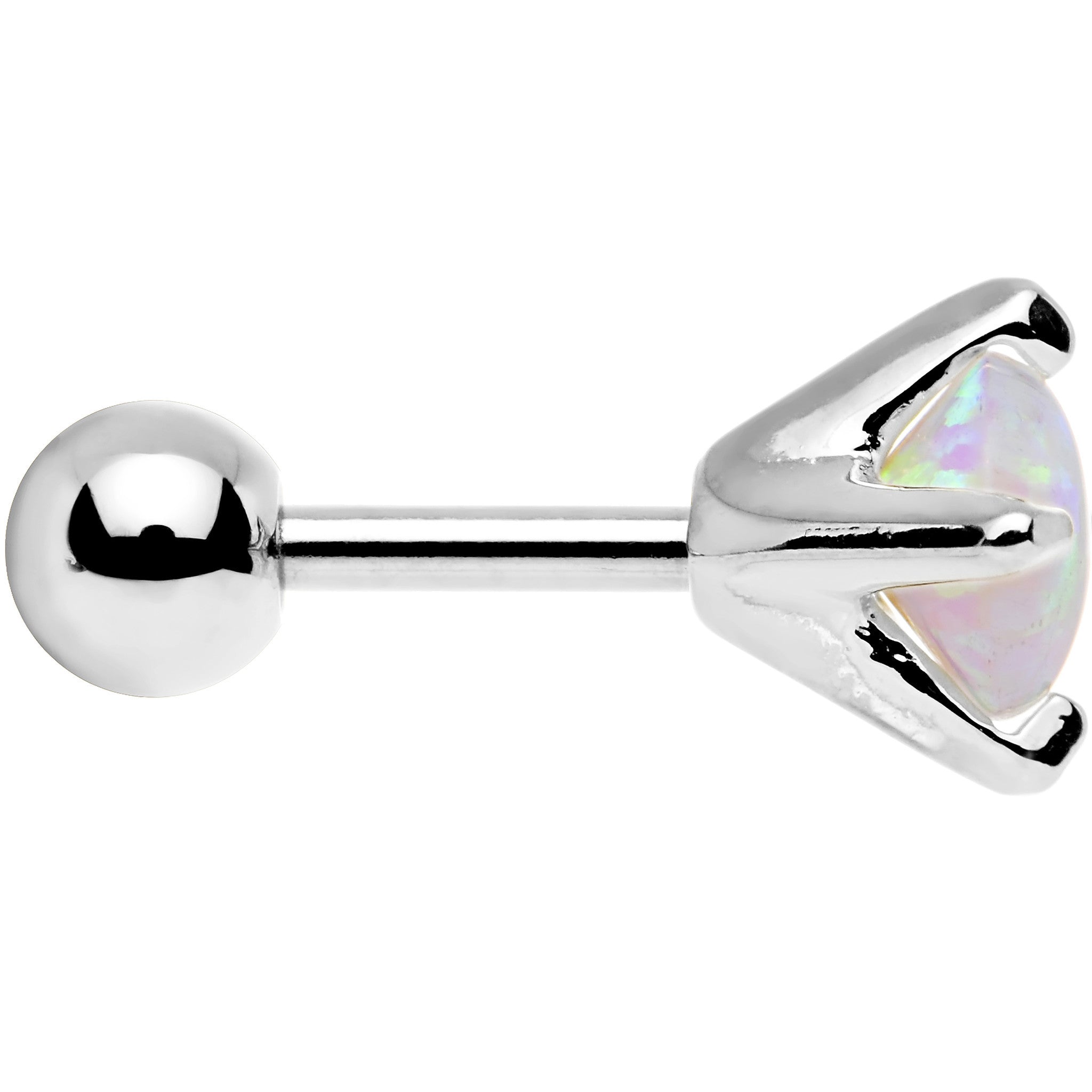 16G 1/4 5mm Light Pink Synthetic Opal Prong Set Cartilage Earring