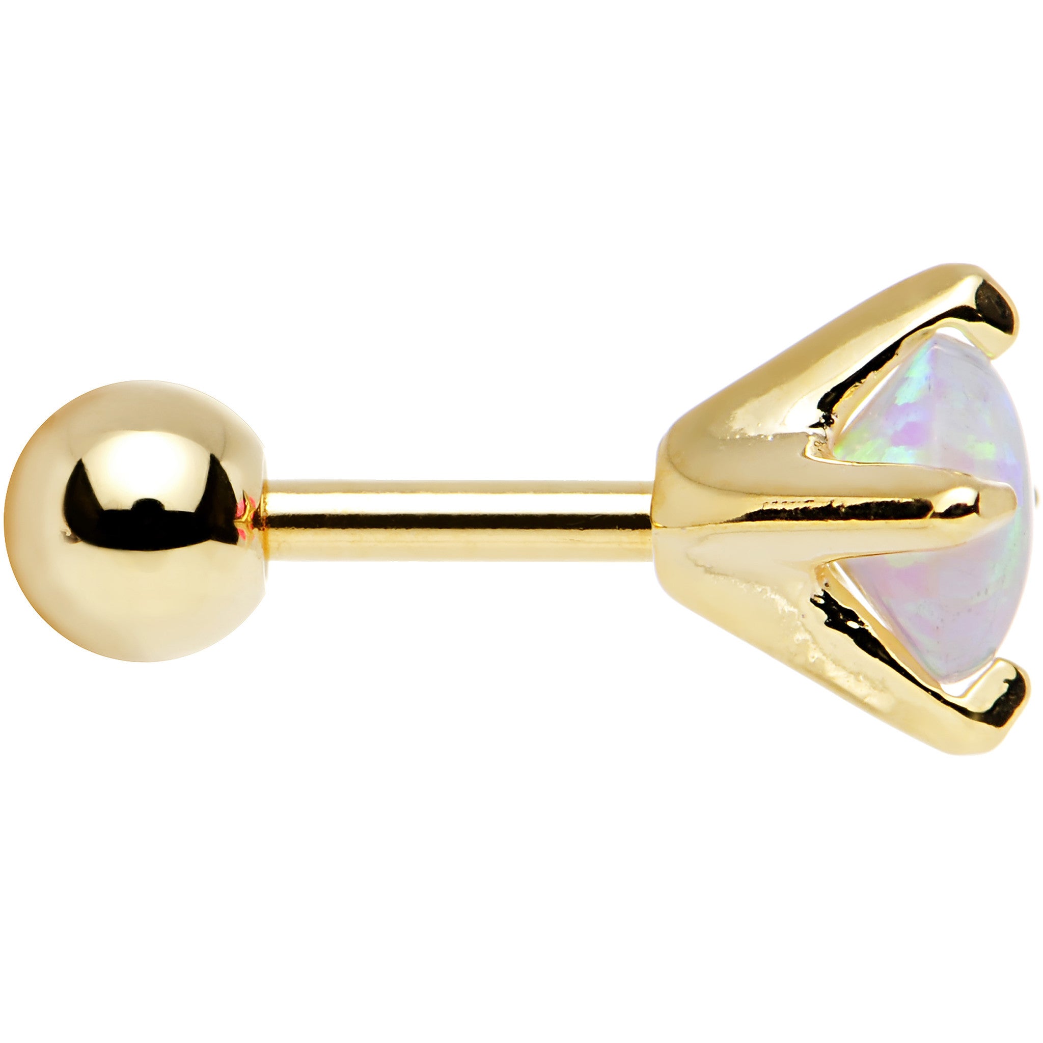 16G 1/4 5mm White Synthetic Opal Gold Plated Cartilage Earring