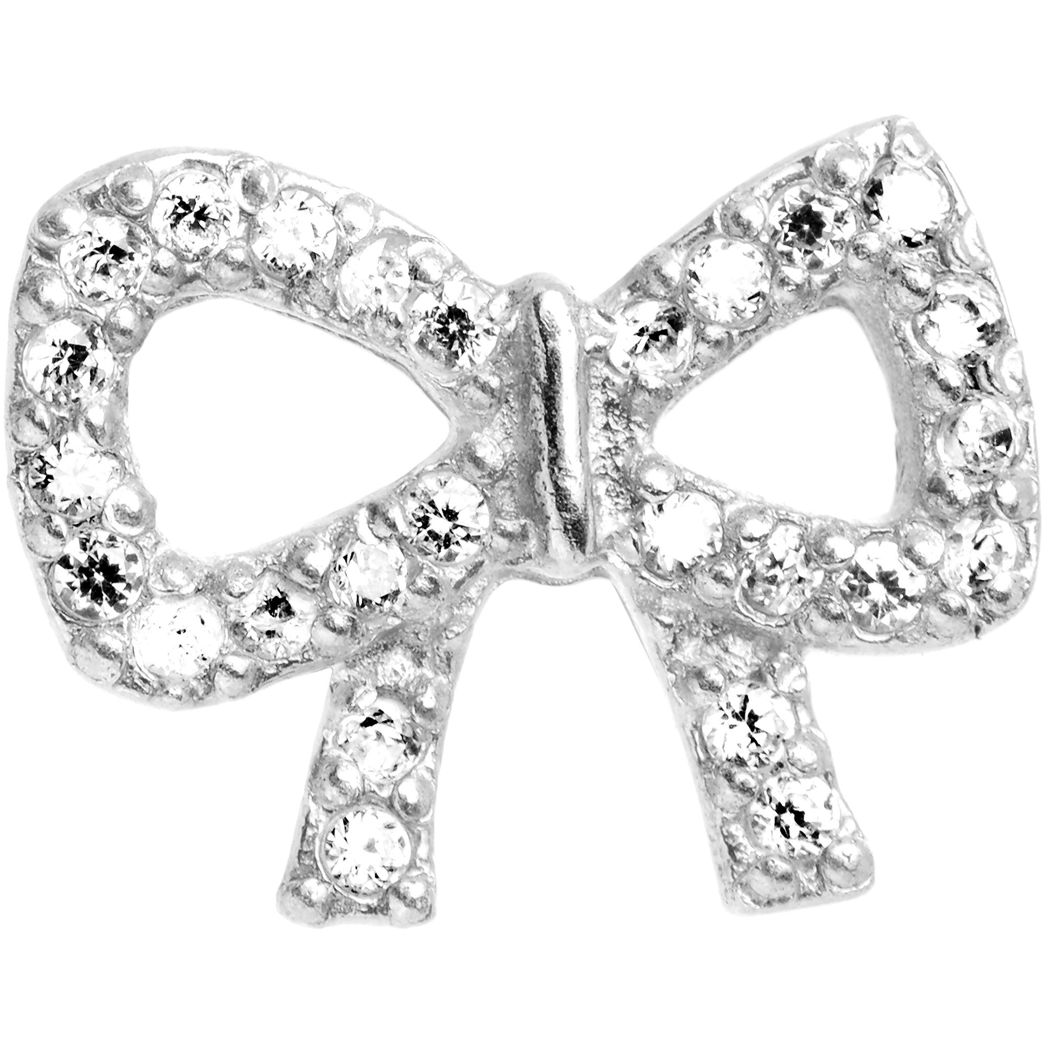 16G 1/4 Clear Gem 925 Silver Flashy Bow Tragus Cartilage Earring