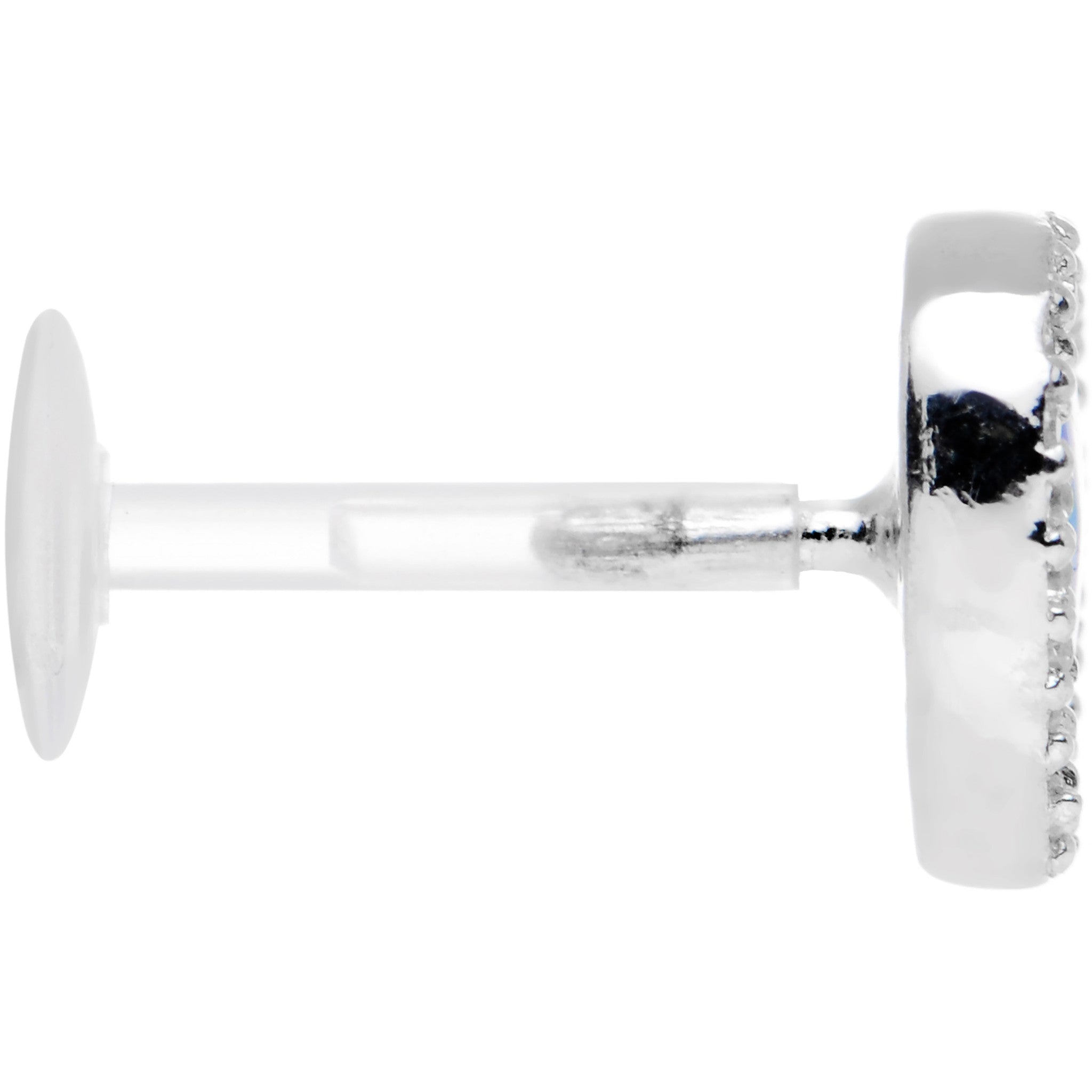 16G Blue Synthetic Opal Heart Bioplast Cartilage Tragus Earring