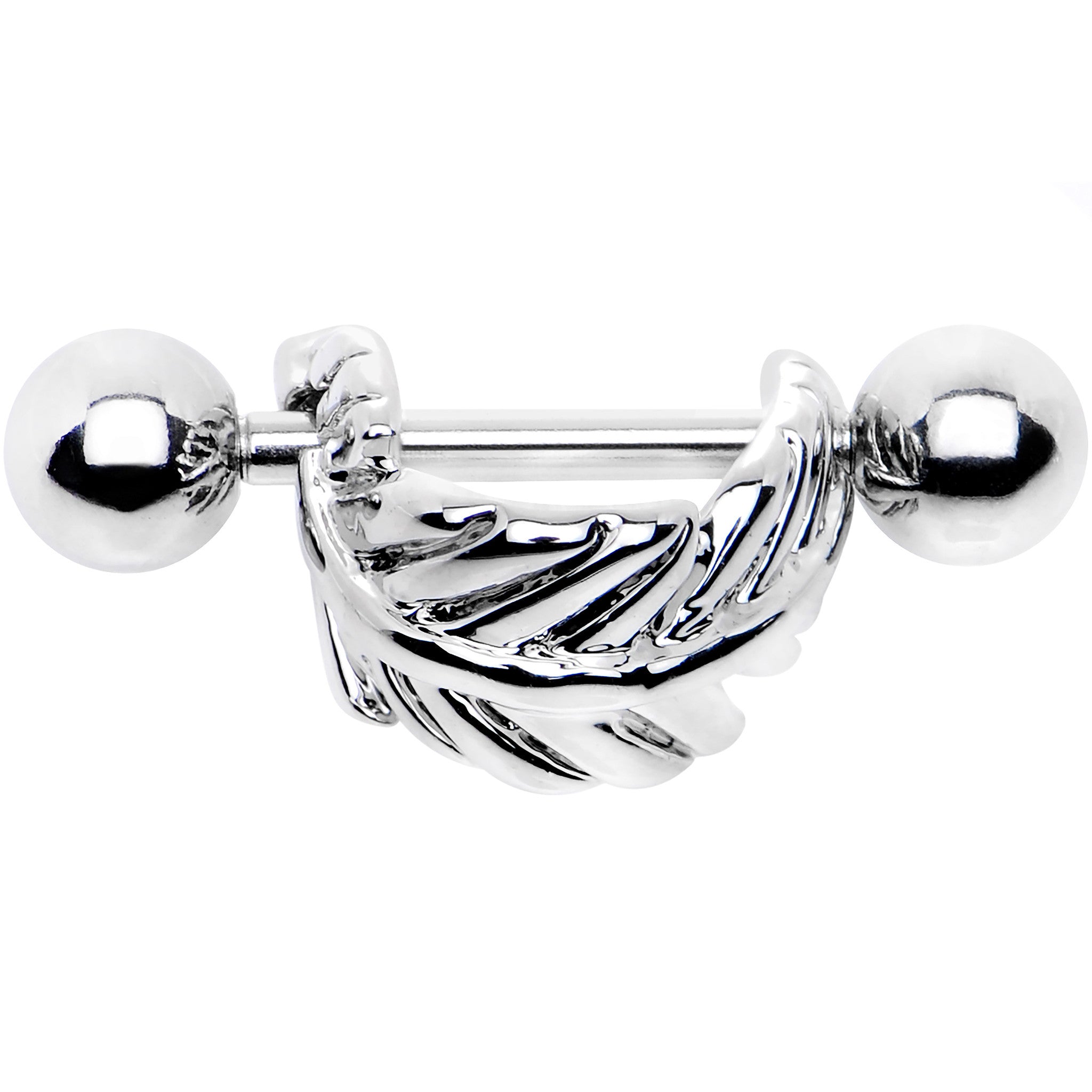 16G 3/8 Steel Barbell Floating Feather Cartilage Cuff
