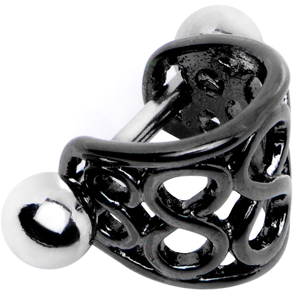 16G 3/8 Black Band Steel Bar Infinity Cartilage Cuff