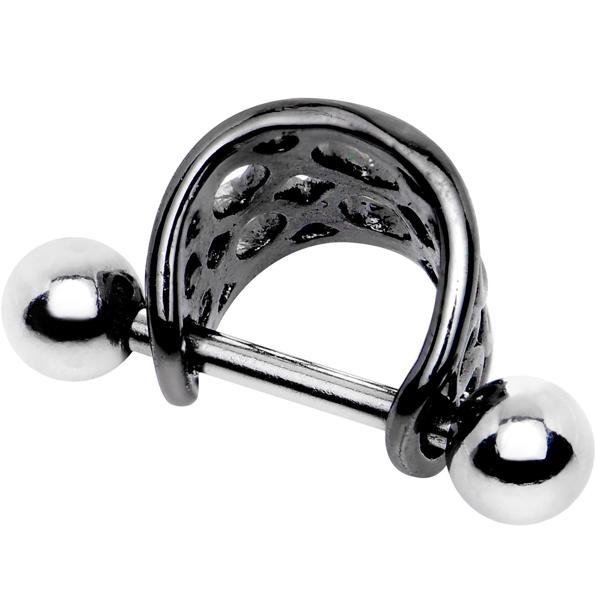 16G 3/8 Black Band Steel Bar Infinity Cartilage Cuff