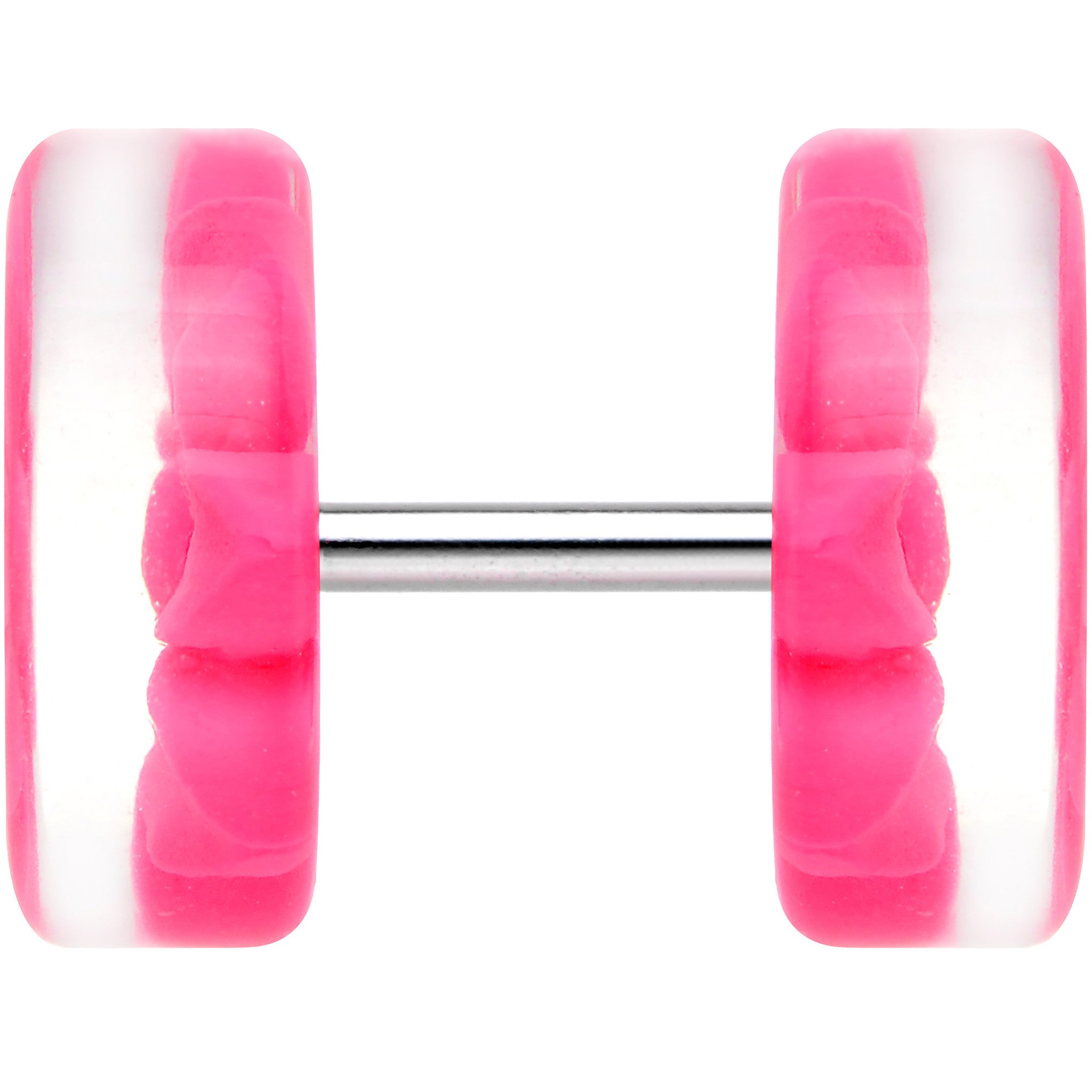 Acrylic Pretty Pink Flower Inlay Cheater Plug