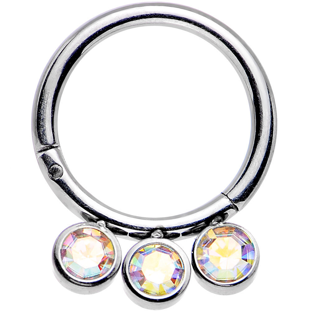16G 5/16 Aurora Gem Stainless Steel Hinged Segment Ring