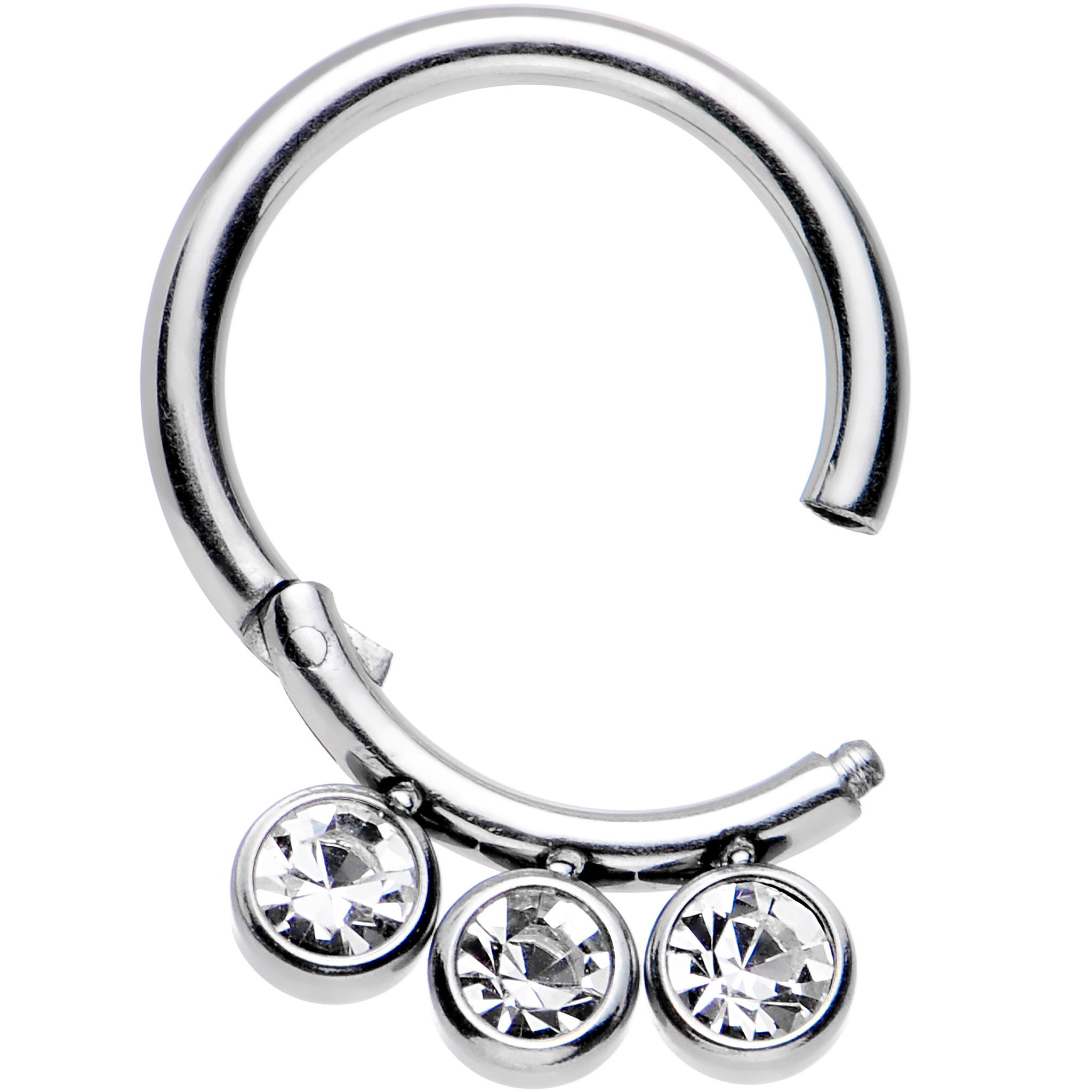 16G 5/16 Clear Gem Stainless Steel Hinged Segment Ring