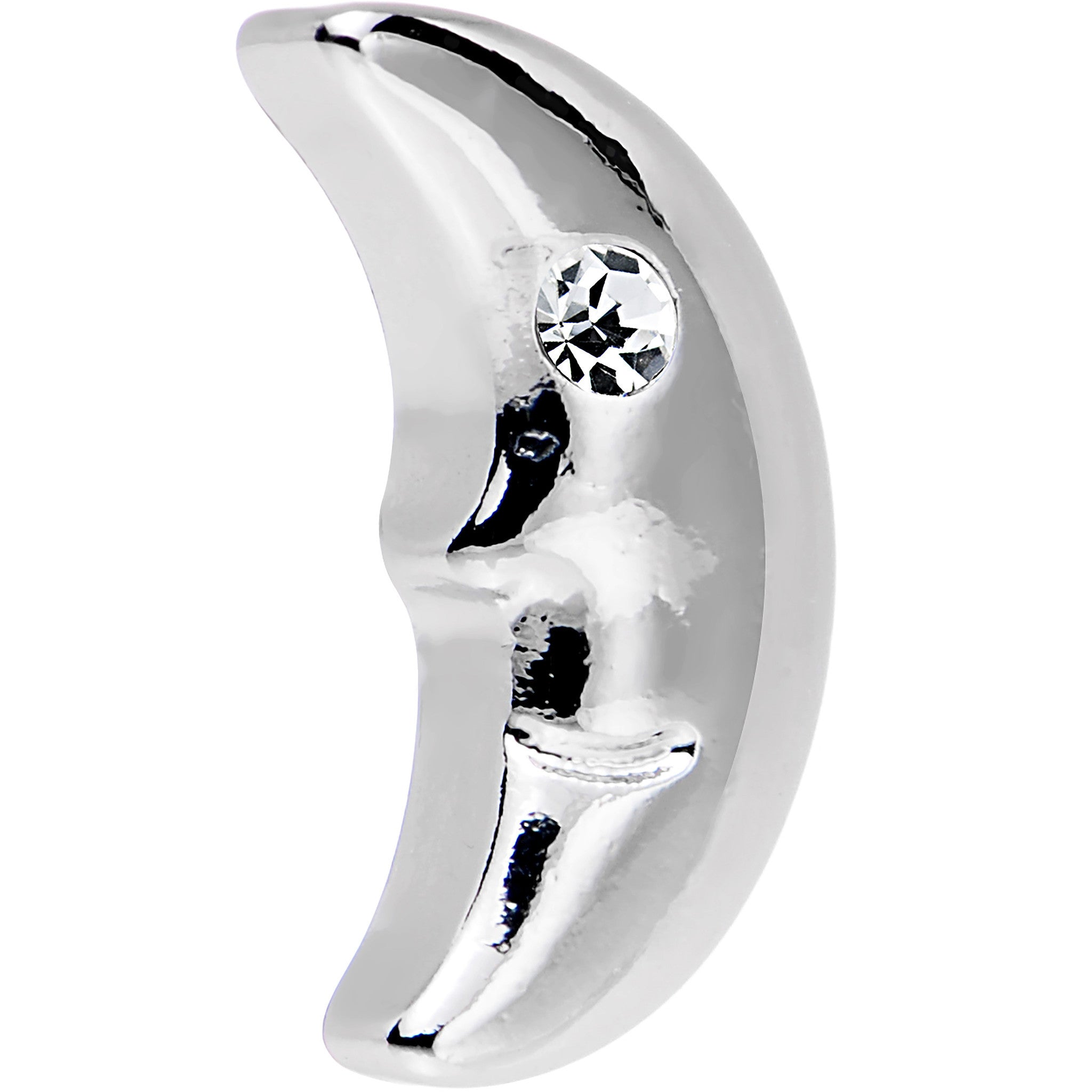 16G 1/4 Clear Gem Steel Crescent Moon Left Cartilage Earring