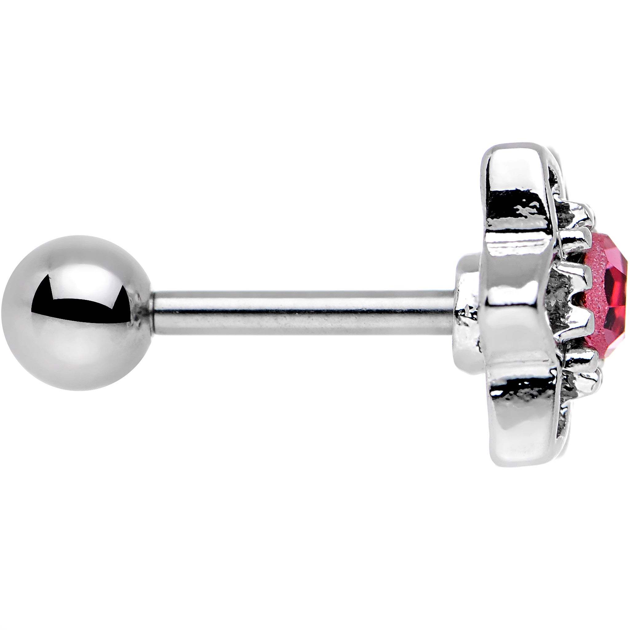 16G 7mm Pink Gem Petaled Flower Cartilage Earring