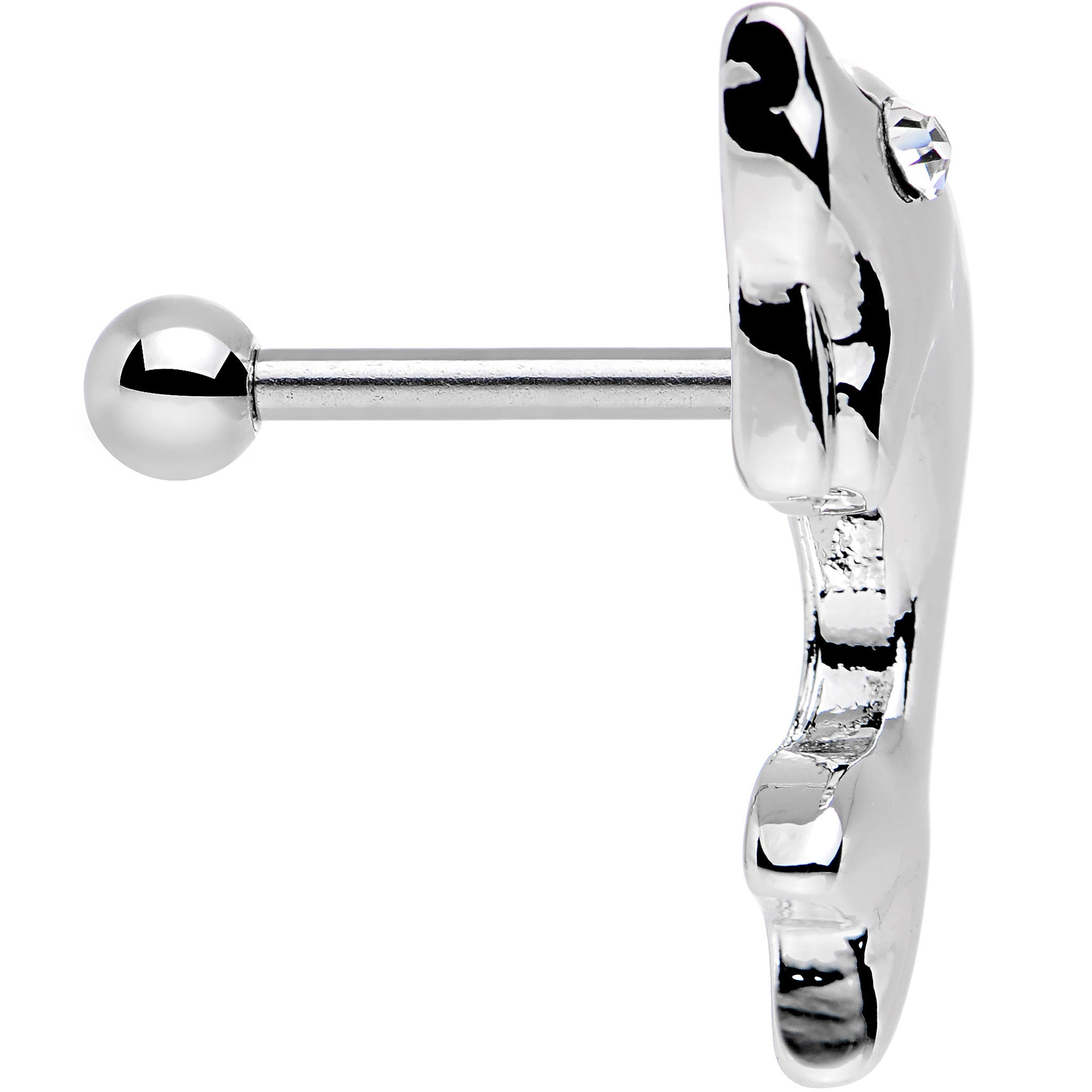 16G 1/4 Clear Gem Dolphin Left Cartilage Earring