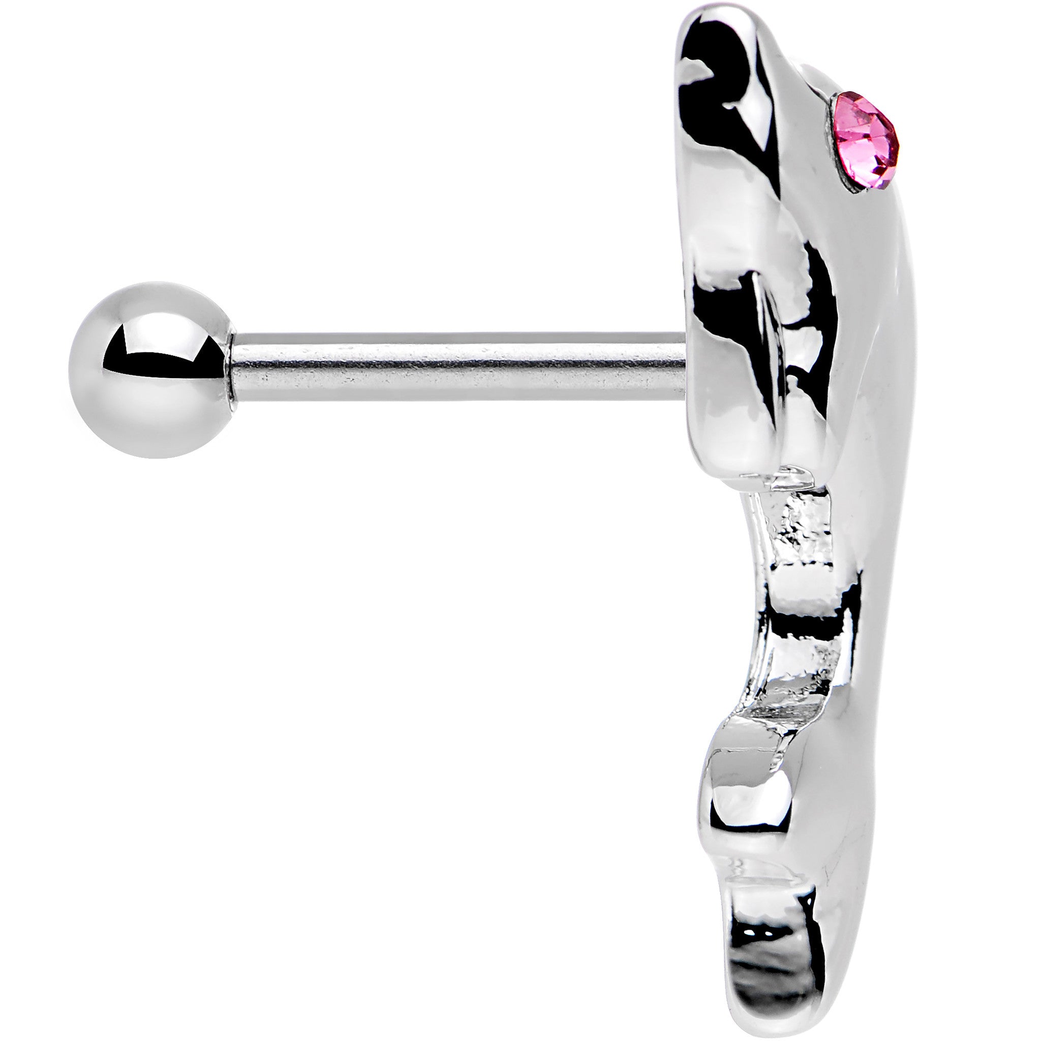 16G 1/4 Pink Gem Dolphin Left Cartilage Earring