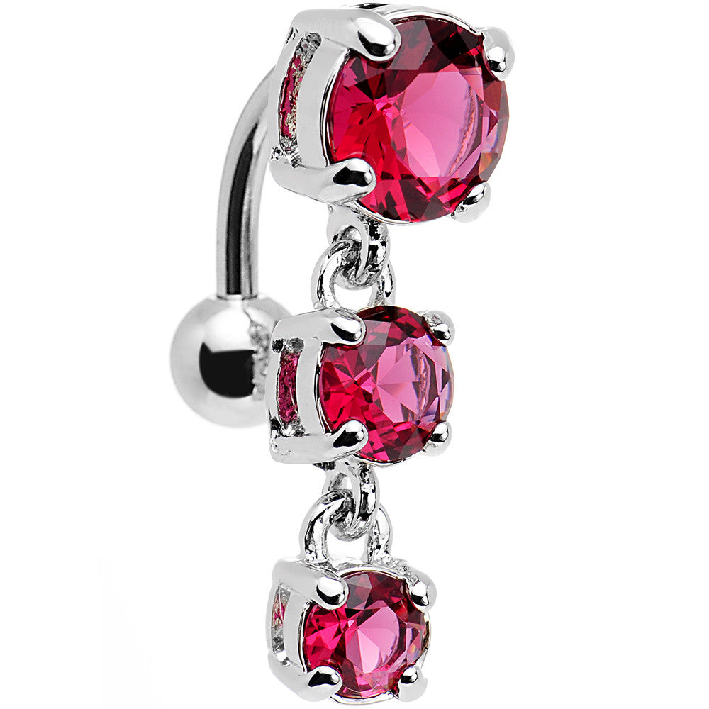 Pink Gem Trio Top Mount Dangle Belly Ring