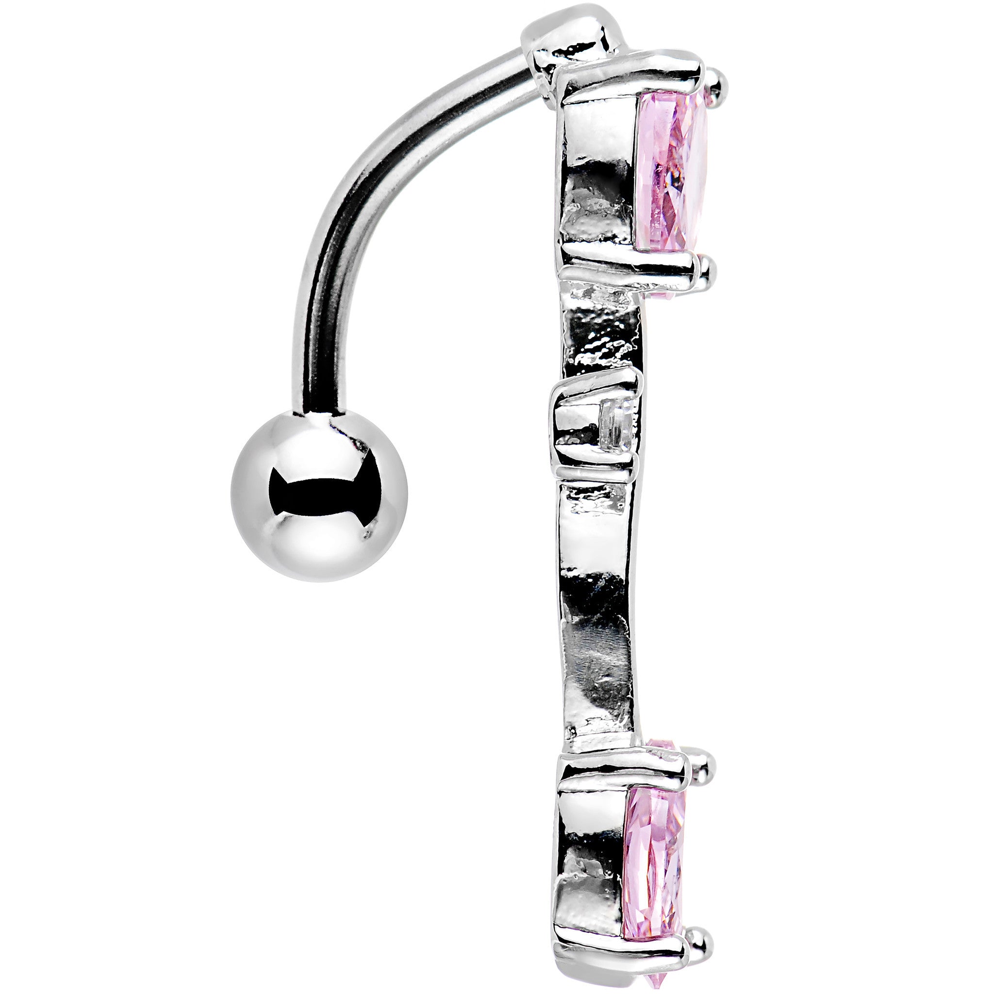 Pink Gem Really Reversible Double Mount Belly Ring