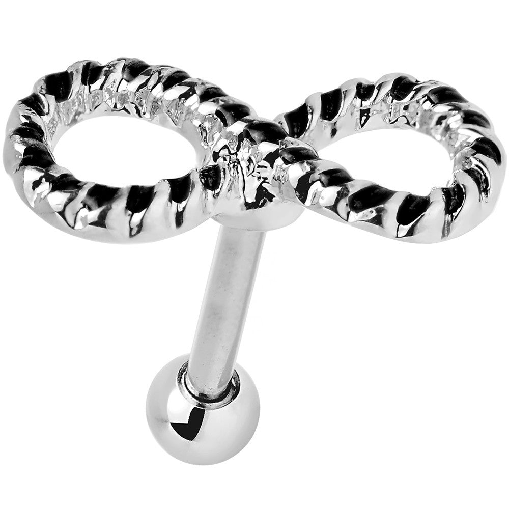 16G 1/4 Black Gem Roped Infinity Cartilage Earring