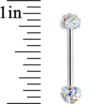 14G 9/16 Aurora Ferido White Ball Ends Nipple Barbell Set