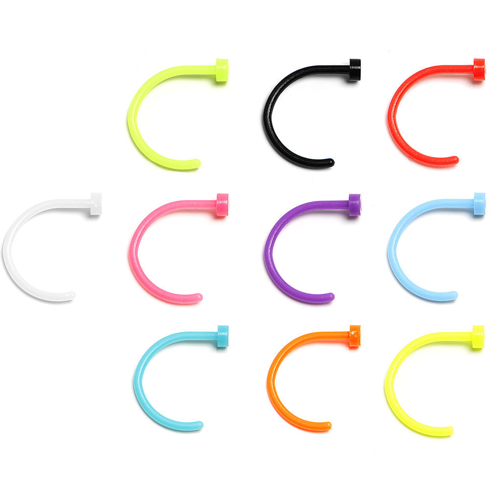 20G 5/16 Acrylic Nose Hoop 10 Pack Set