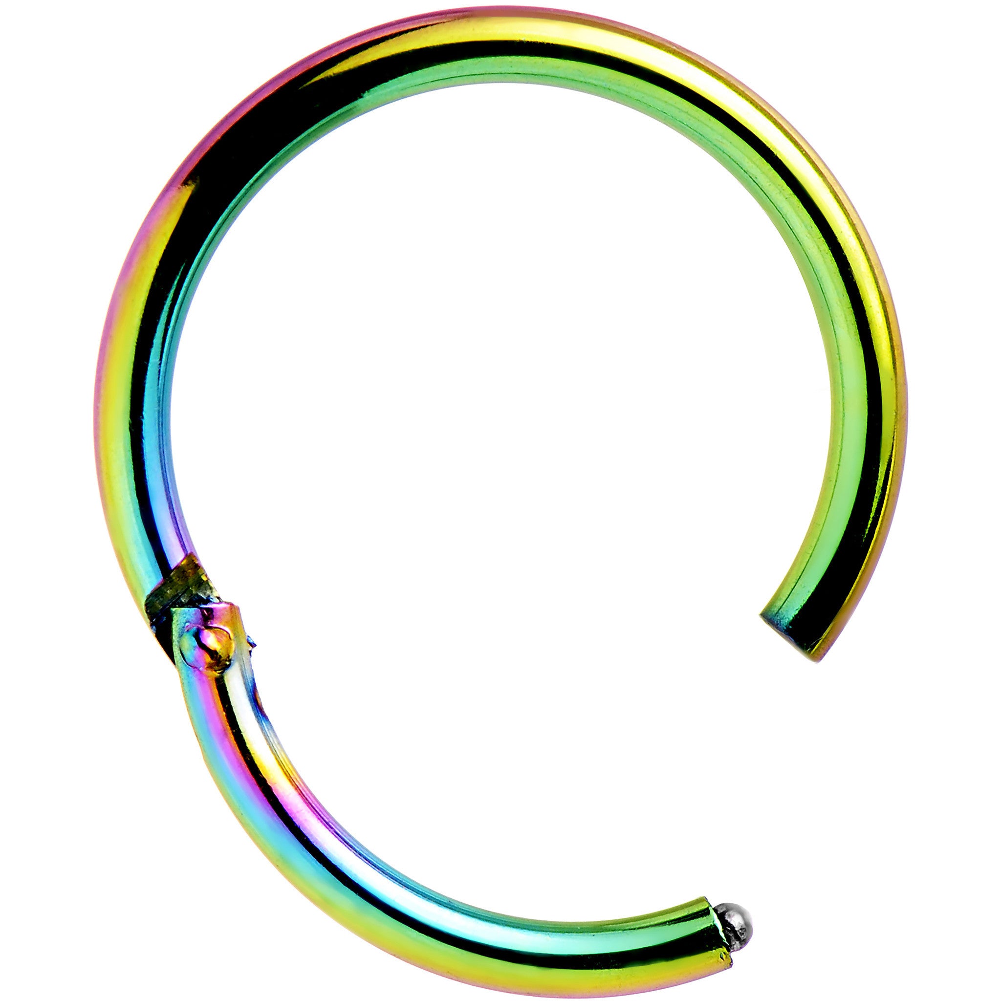 16G 3/8 Rainbow Anodized Hinged Segment Ring