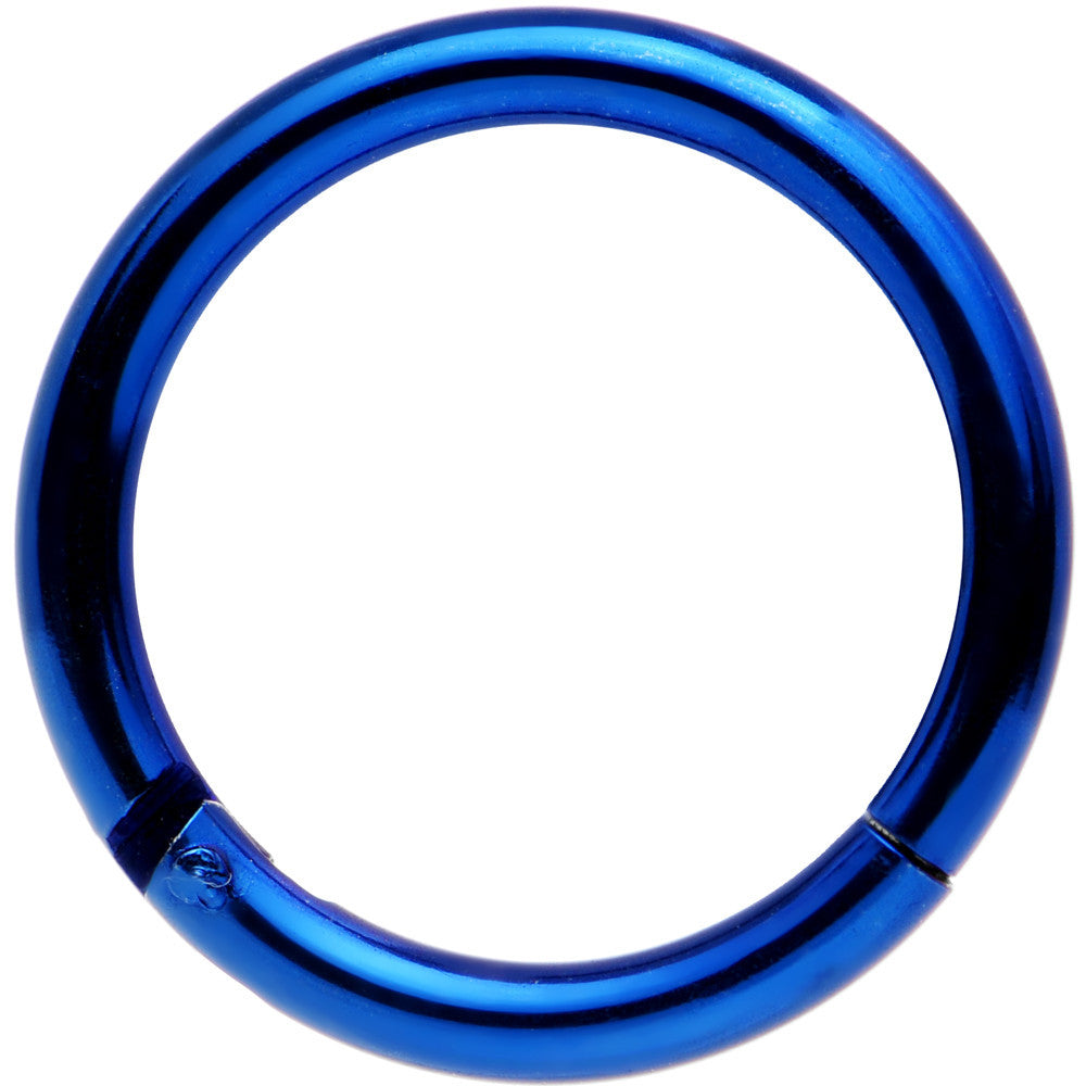 14G 3/8 Blue Anodized Hinged Segment Ring