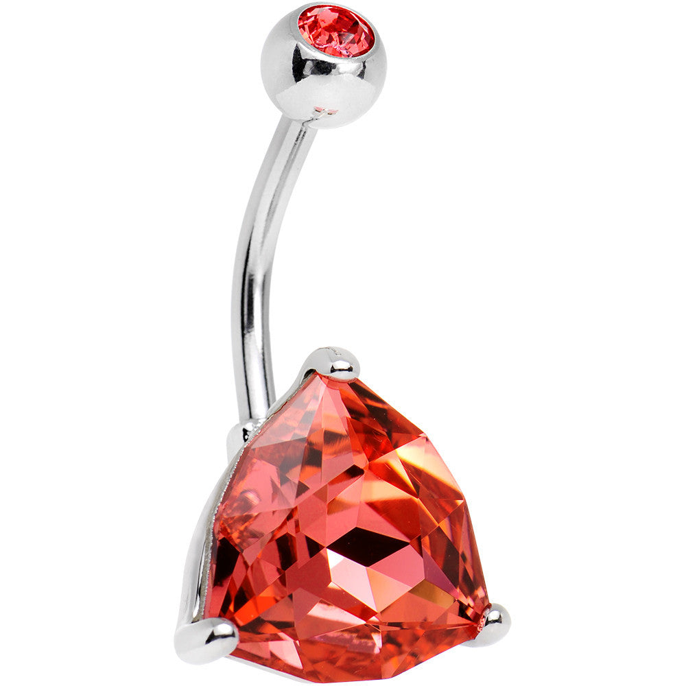 Red 12mm Triangle Belly Ring Created with Crystals