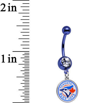 Licensed MLB Clear Gem Blue Anodized Toronto Blue Jays Belly Ring